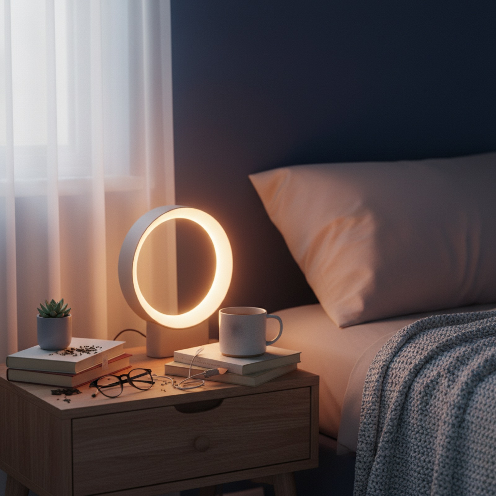 Réveil sur une table de nuit